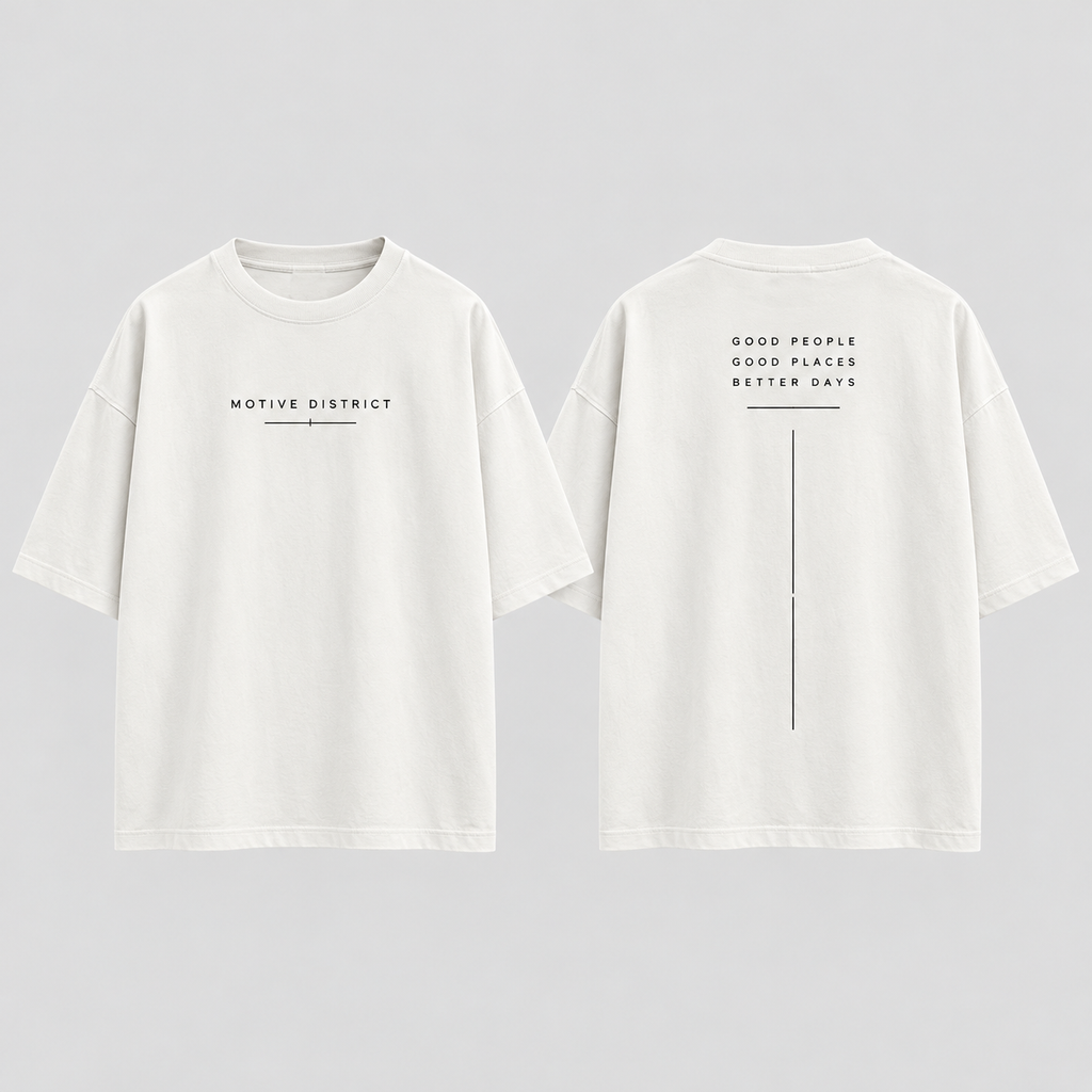 MOTIVE DISTRICT – Typo Line Oversized T-Shirt