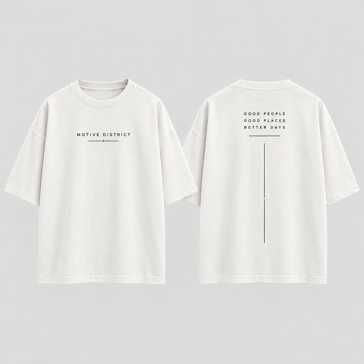 MOTIVE DISTRICT – Typo Line Oversized T-Shirt