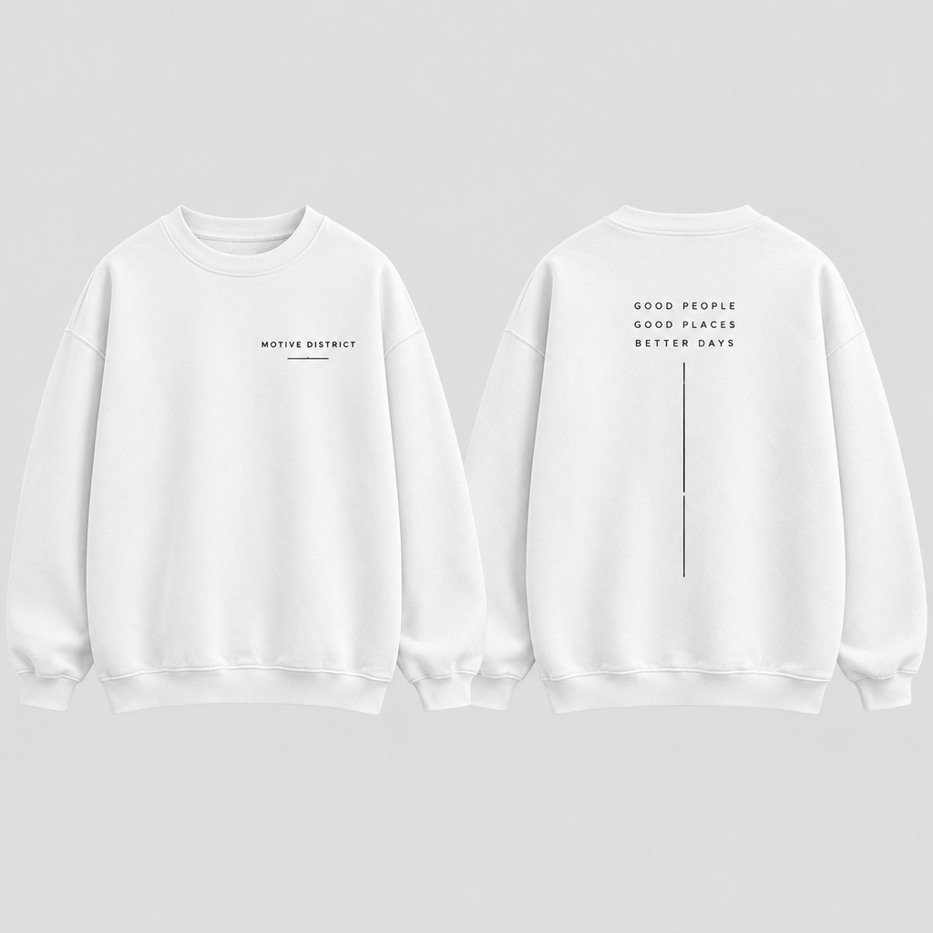 MOTIVE DISTRICT – Typo Line Oversized Sweatshirt
