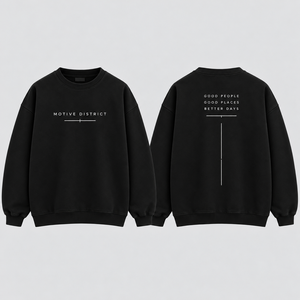 MOTIVE DISTRICT – Typo Line Oversized Sweatshirt