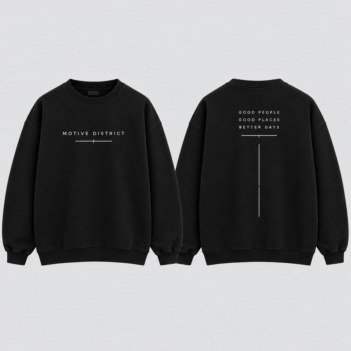 MOTIVE DISTRICT – Typo Line Oversized Sweatshirt