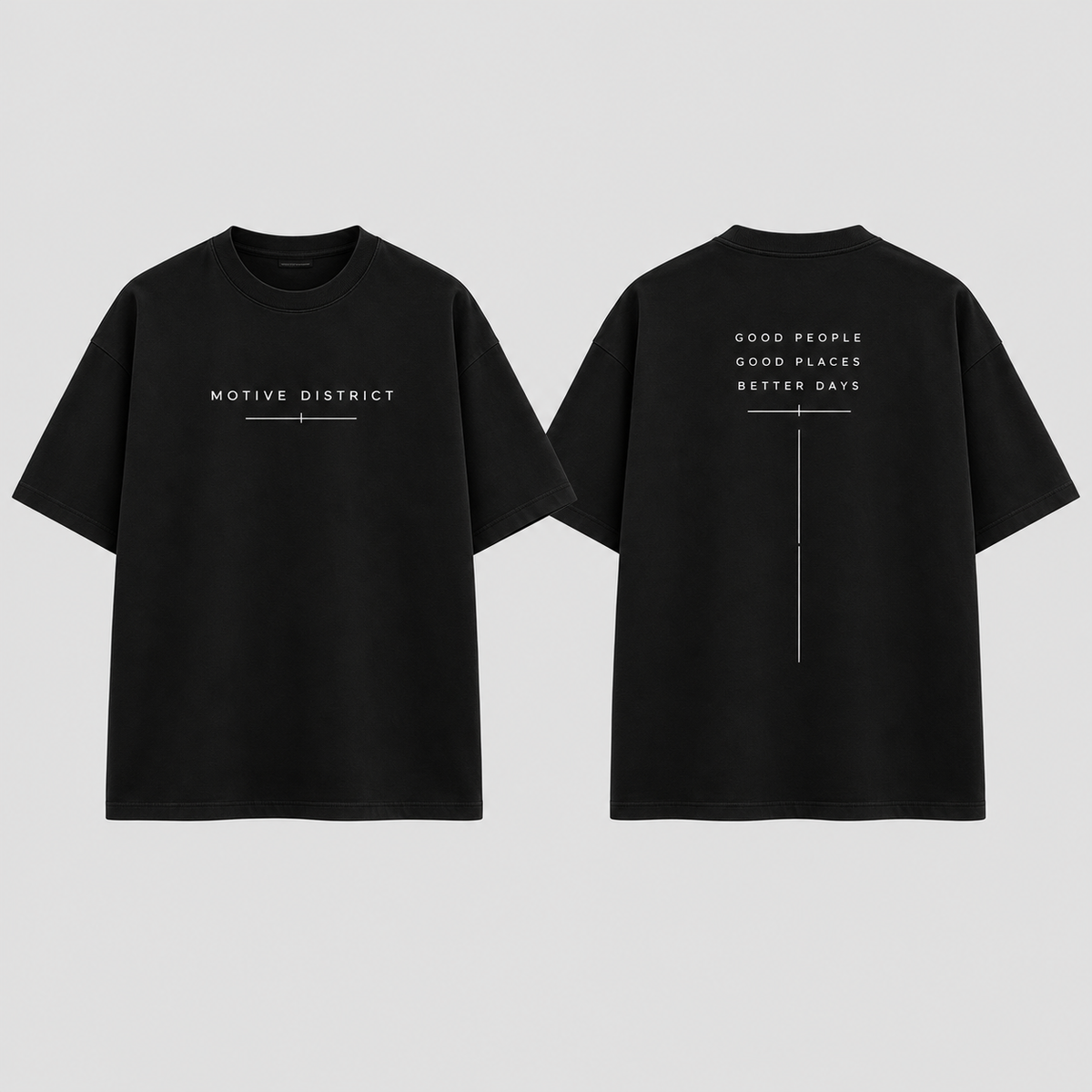 MOTIVE DISTRICT – Typo Line Oversized T-Shirt